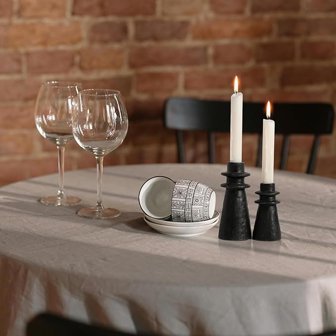 Antique Black Handcrafted Iron Taper Candle Holders - Set of 2 Decorative Candle Stands for Weddings, Dining, and Parties