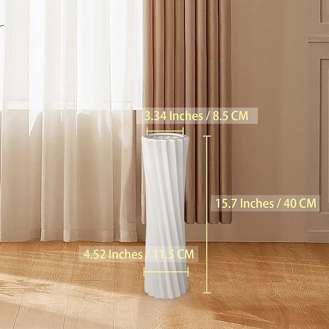GDSZJLJ White Ceramic Tall Floor Vase,15.7 Inch Home Decor,Large Decorative Floor Vase for Centerpiece,Living Room,Bedrooms and Other Spaces,Pampas Grass Vases for Pal, Beloved and Family