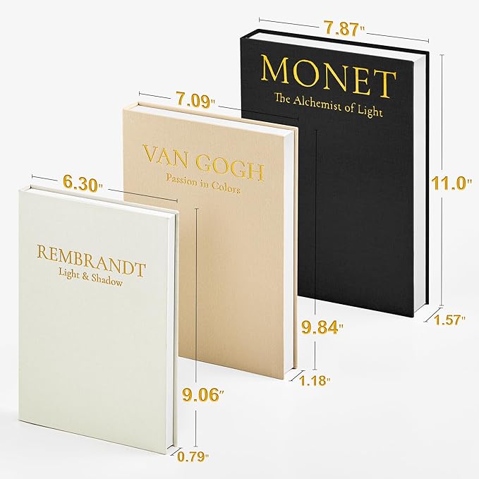 JARLINK Aesthetic Decorative Books, Set of 3 Linen Faux Books for Coffee Table, Bookshelf or Mantle Decor, Stylish Book Storage Boxes for Home Decor, Photo Organization, and Keepsake Storage, Black