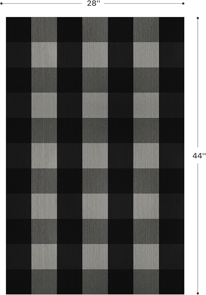 GENIMO Checkered Rug 27.5x44 inches Black and White Outdoor Rug Buffalo Plaid Rugs Mat Fall Doormats Washable Rug for Front Porch Decor Indoor Entrance Patio Balcony Entryway