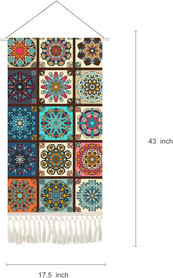 capasin Mandala Boho Macrame Wall Hanging Tapestry For Bedroom Tapestries Vertical Art Fabric Decor Door Living Room Bohemian (Style B, 17.5 * 43)