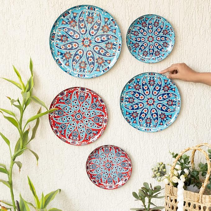 RITUALISTIC Turkish Wall Plates - Set of 5 (Multicolor) |Home Decor | Painting | Divine | Intricate Designs | Christmas gifts