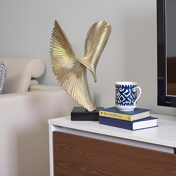 LAIKEARTS Modern Abstract Eagle Decorative Sculpture, Dining Living Room Desk Decor,Geometric Home Decor Statues,Shelf Top Decor Aesthetics, Coffee Tables or Office Shelves（Golden）