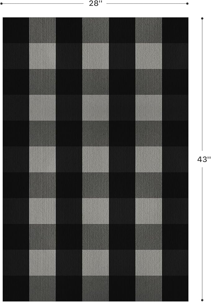 GENIMO Checkered Rug 27.5x43 inches Black and White Outdoor Rug Buffalo Plaid Rugs Mat Fall Doormats Washable Rug for Front Porch Decor Indoor Entrance Patio Balcony Entryway