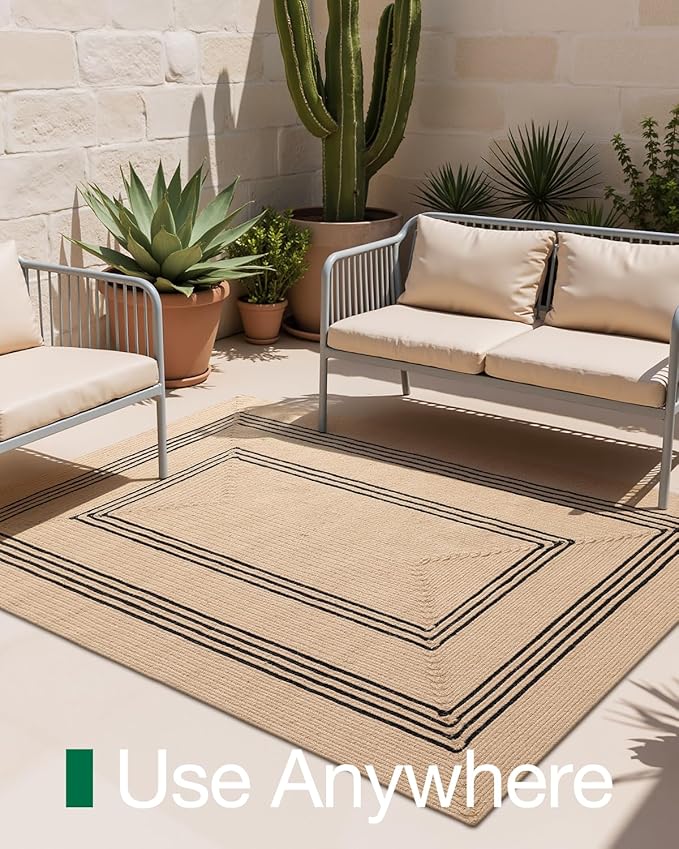 LUMI Jute Area Rug 5x8 for Living Room, Natural Handwoven Rugs Non Slip, Farmhouse Braided Carpets No Shedding for High Traffic, Dining Room, Indoor, Outdoor, Patio