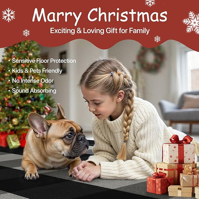 GENIMO Checkered Rug 27.5x43 inches Black and White Outdoor Rug Buffalo Plaid Rugs Mat Fall Doormats Washable Rug for Front Porch Decor Indoor Entrance Patio Balcony Entryway