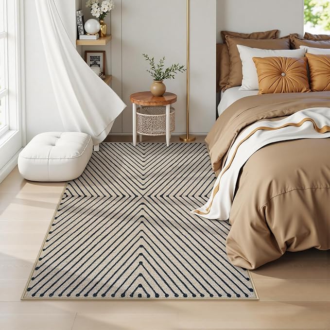 Collive Modern Geometric Easy Jute Outdoor Rug for Porch, 3x5 Washable Entryway Rug Non-Slip Woven Kitchen Carpet, Farmhouse Nautral Indoor Door Mats for Bedroom Backyard Front Decor