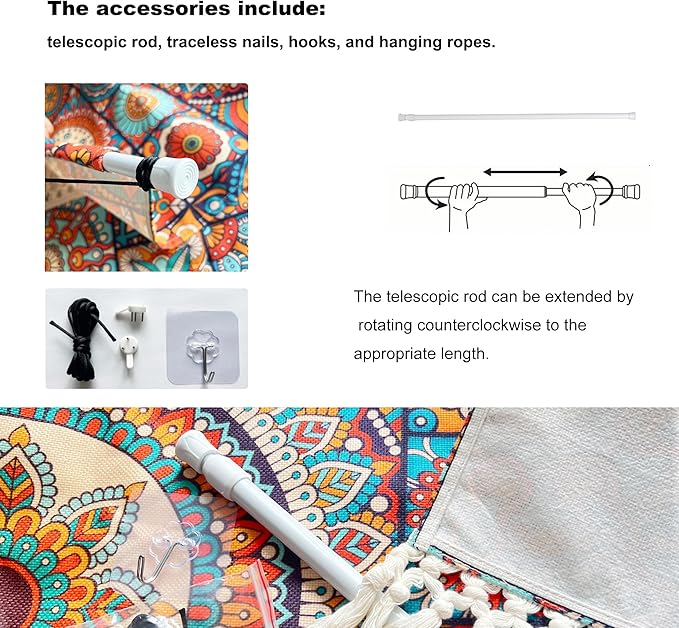 capasin Mandala Boho Macrame Wall Hanging Tapestry For Bedroom Tapestries Vertical Art Fabric Decor Door Living Room Bohemian (Style C, 17.5 * 43)