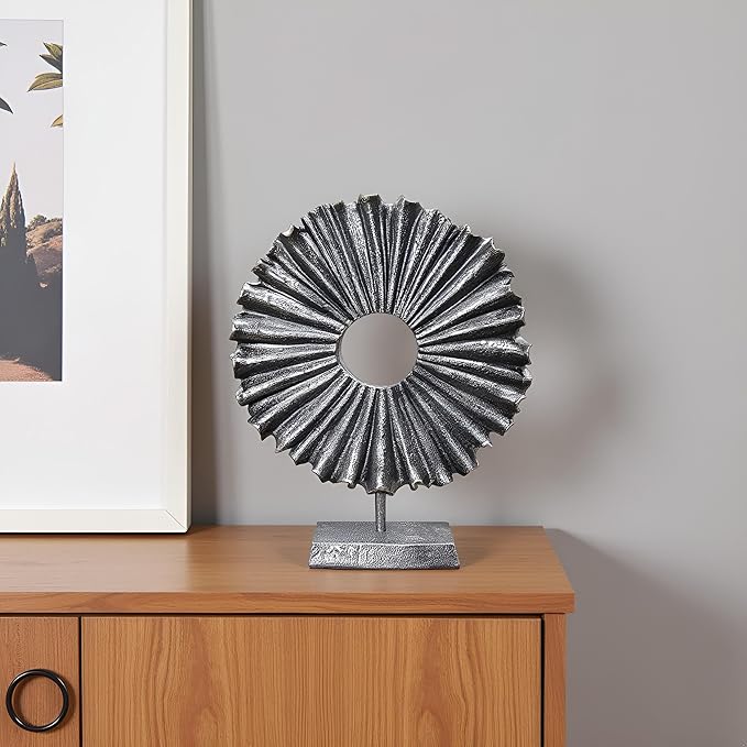 LAIKEARTS Modern Abstract Round Decorative Sculpture, Dining Living Room Desk Decor,Geometric Home Decor Statues,Shelf Top Decor Aesthetics, Coffee Tables or Office Shelves（Bronze Colored）