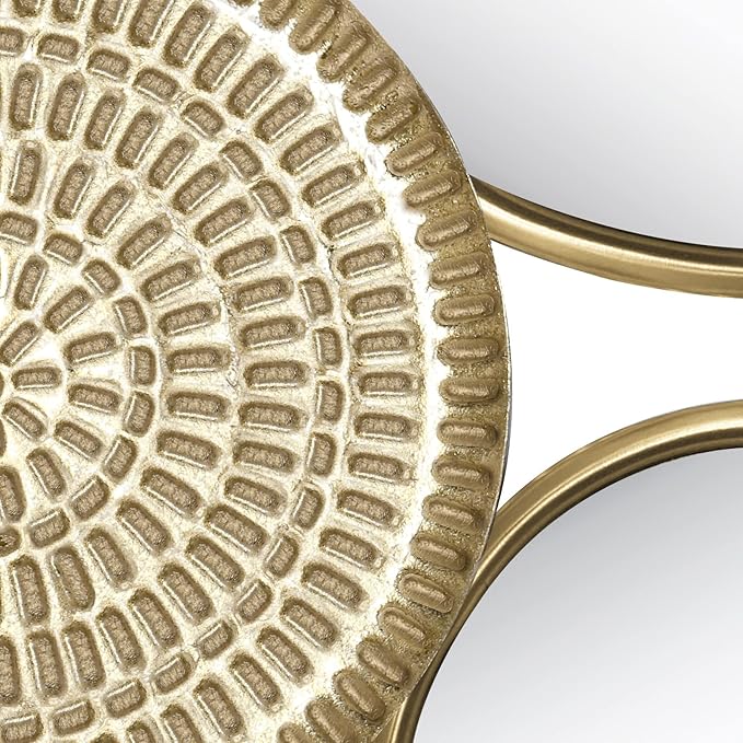 Oakrain Home Decor Metal Wall Mirror with Multi Circle Plates, Large Modern Wall Art Sculpture Decor for Living Room, Office, Bedroom, 45.3 X 1.9 X 21.6 Inches, Gold