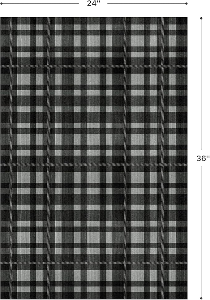 GENIMO Checkered Rug 2x3 Ft Black and White Fine Plaid Outdoor Rug Buffalo Plaid Rugs Mat Fall Doormats Washable Rug for Front Porch Decor Indoor Entrance Patio Balcony Entryway