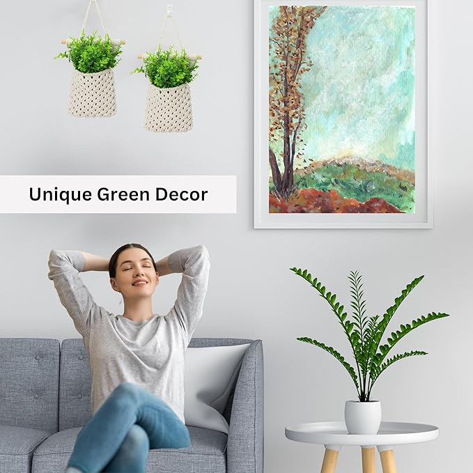 2 Packs Macrame Wall Planters with Artificial Eucalyptus | Macrame Plant Hanger, Wall Plant Holders for Boho, Bathroom, Bedroom & Wall Hanging Decor