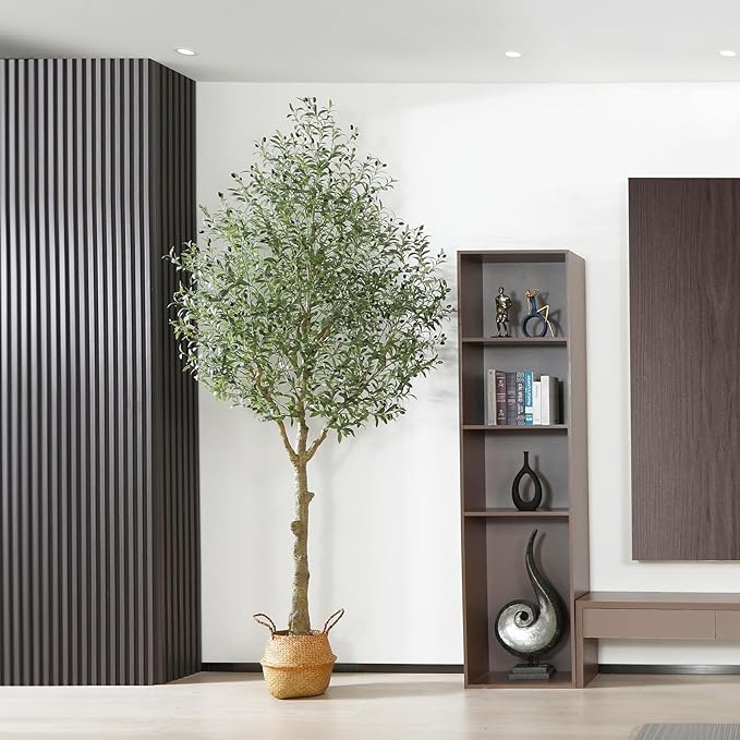 MOSADE Artificial Olive Tree 10 Feet Fake Olive Plant and Handmade Seagrass Basket, Perfect Tall Faux Topiary Silk Tree for Indoor Entryway Decor Home Office Gift