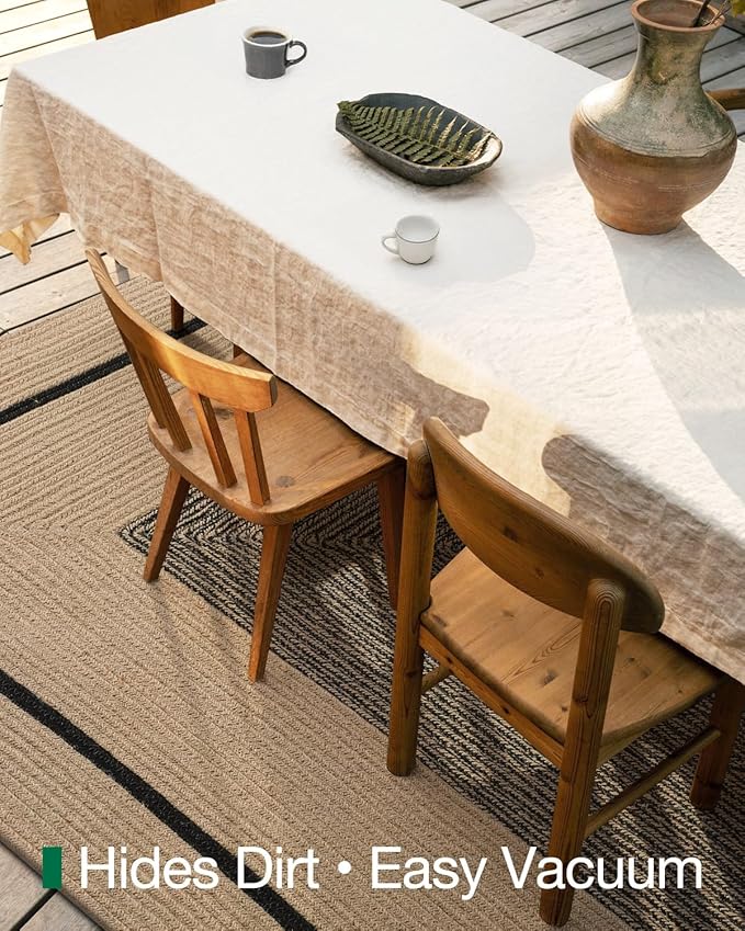 LUMI Jute Area Rug 8x10 for Living Room, Natural Handwoven Rugs Non Slip, Farmhouse Braided Carpets No Shedding for High Traffic, Dining Room, Indoor, Outdoor, Patio