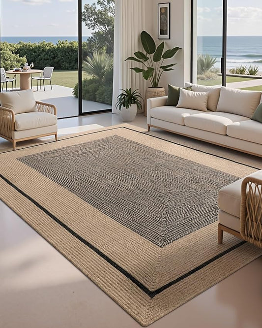 LUMI Jute Area Rug 8x10 for Living Room, Natural Handwoven Rugs Non Slip, Farmhouse Braided Carpets No Shedding for High Traffic, Dining Room, Indoor, Outdoor, Patio