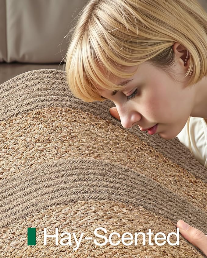 LUMI Jute Runner Rug Non Slip for Hallway, 3'x7' Natural Rustic Carpet No Shedding, Farmhouse Braided Area Mat Indoor High Traffic for Living Room, Entryway, Kitchen, Laundry