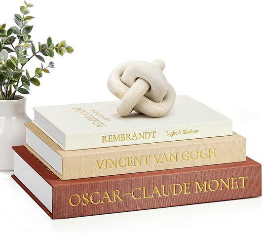 JARLINK Aesthetic Decorative Books, Set of 3 Linen Faux Books for Coffee Table, Bookshelf or Mantle Decor, Stylish Book Storage Boxes for Home Decor, Photo Organization, and Keepsake Storage, Brown