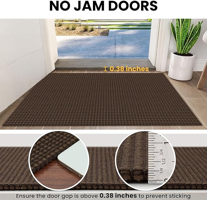 IOHOUZE Small Area Rug 2x3 Washable Woven Rugs for Entryway Non Slip Rubber Backed Front Door Rugs Indoor Doormat Throw Rug Floor Carpet for Entrance Kitchen, Brown