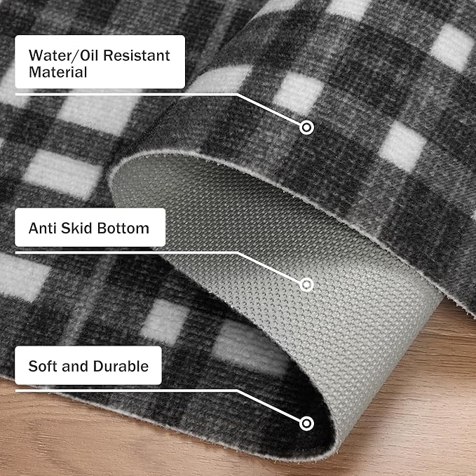 GENIMO Checkered Rug 2x3 Ft Black and White Fine Plaid Outdoor Rug Buffalo Plaid Rugs Mat Fall Doormats Washable Rug for Front Porch Decor Indoor Entrance Patio Balcony Entryway