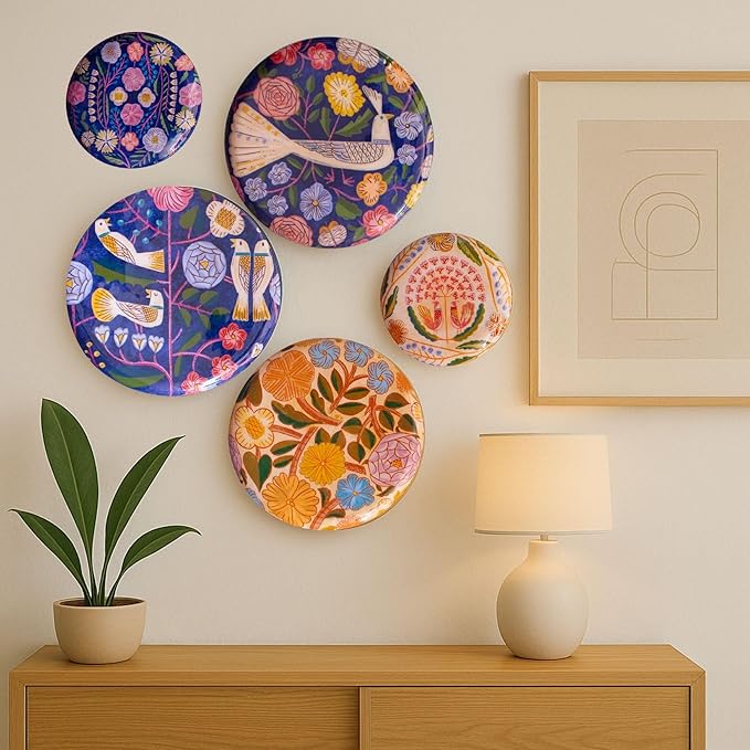 RITUALISTIC Kashmiri Wall Plates for Home Decoration | Wall Decor items for living room | Metal wall décor | Gift items for unisex | Wall art | Home Décor & Christmas Gift Items | Set of 5 plates