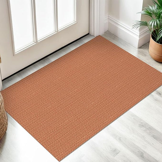 IOHOUZE Small Area Rug 2x3 Washable Woven Rugs for Entryway Non Slip Rubber Backed Front Door Rugs Indoor Doormat Throw Rug Floor Carpet for Entrance Kitchen, Rustic Orange