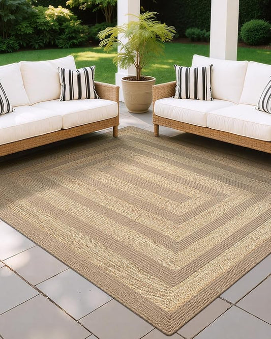 LUMI Jute Area Rug 6x9 for Living Room, Natural Handwoven Rugs Non Slip, Farmhouse Braided Carpets No Shedding for High Traffic, Dining Room, Indoor, Outdoor, Patio