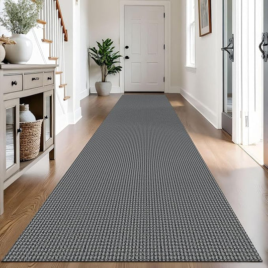IOHOUZE Washable Exrea Long Hallway Runner Rug 3x14 Non Slip Rubber Backed Kitchen Runner Entryway Runner Indoor, Woven Rugs Floor Carpet for Kitchen Hall Entryway Stair,Dark Grey