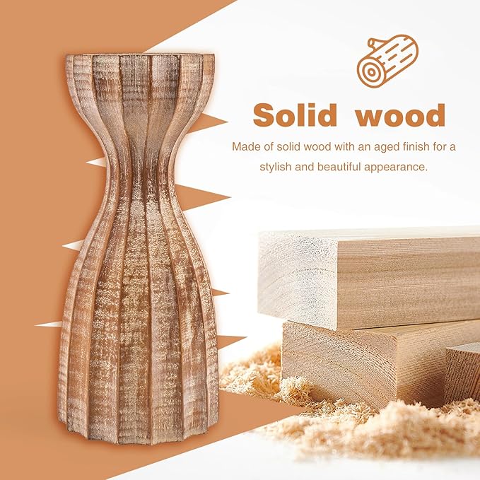 Wood Candle Holders for Pillar Candles Wooden Candlestick Holder Unique Angular Design Home Decer with Solid Wood High-End Retro Farmhouse Style (Retro Wave)