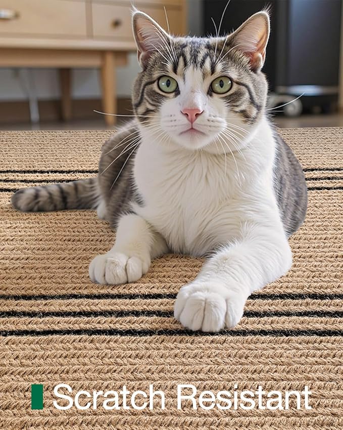 LUMI Jute Runner Rug Non Slip for Hallway, 3'x7' Natural Rustic Carpet No Shedding, Farmhouse Braided Area Mat Indoor High Traffic for Living Room, Entryway, Kitchen, Laundry