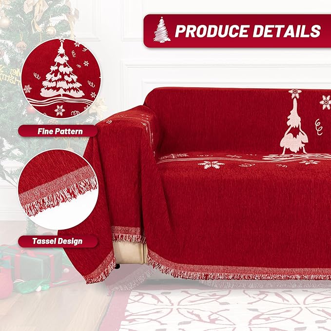 MYSKY HOME Couch Covers Couch Cover for Dogs Washable Couch Covers for Sectional Sofa Sofa Covers for 3 Cushion Couch Sofa Cover for Living Room Furniture Protector for Pets, Kids, 71"x134", Red