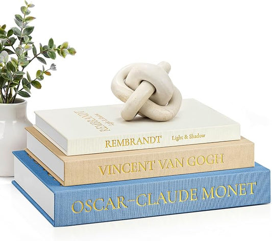 JARLINK Aesthetic Decorative Books, Set of 3 Linen Faux Books for Coffee Table, Bookshelf or Mantle Decor, Stylish Book Storage Boxes for Home Decor, Photo Organization, and Keepsake Storage, Blue