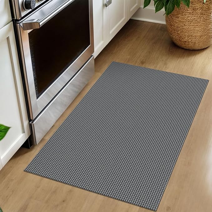 IOHOUZE Small Area Rug 2x3 Washable Woven Rugs for Entryway Non Slip Rubber Backed Front Door Rugs Indoor Doormat Throw Rug Floor Carpet for Entrance Kitchen, Dark Grey