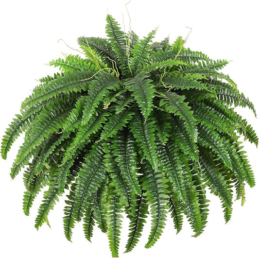 Dkaltm Single Silky Artificial Boston Fern Bush, 49Inch Large Artificial Ferns for Outdoors, Large Faux Ferns Artificial Plants,Suitable for Decorating Office, Living Room Faux Greenery,95Branches