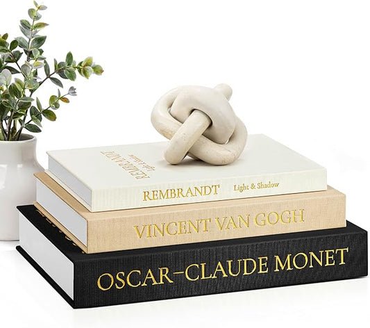 JARLINK Aesthetic Decorative Books, Set of 3 Linen Faux Books for Coffee Table, Bookshelf or Mantle Decor, Stylish Book Storage Boxes for Home Decor, Photo Organization, and Keepsake Storage, Black