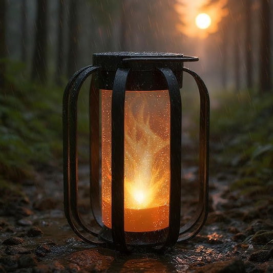 Modern Solar Lanterns Outdoor Waterproof - Patented Flickering LED Flame Effect, IP65 Waterproof, Matte Black Finish, Hanging Solar Lights for Outside for Patio, Garden, Porch, Outdoor Decor (1 Pack)