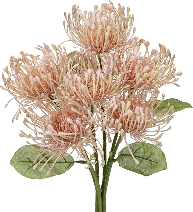 Briful 6PCS Chrysanthemum Artificial Flowers 4'' Fake Spider Mums Spring Flowers Large Faux Pincushion Flowers for Home Vase Table Centerpiece Wedding Bouquet (Pink)