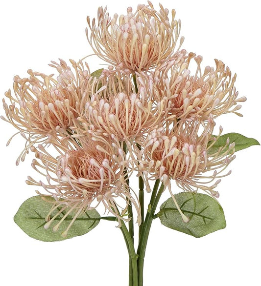 Briful 6PCS Chrysanthemum Artificial Flowers 4'' Fake Spider Mums Spring Flowers Large Faux Pincushion Flowers for Home Vase Table Centerpiece Wedding Bouquet (Pink)