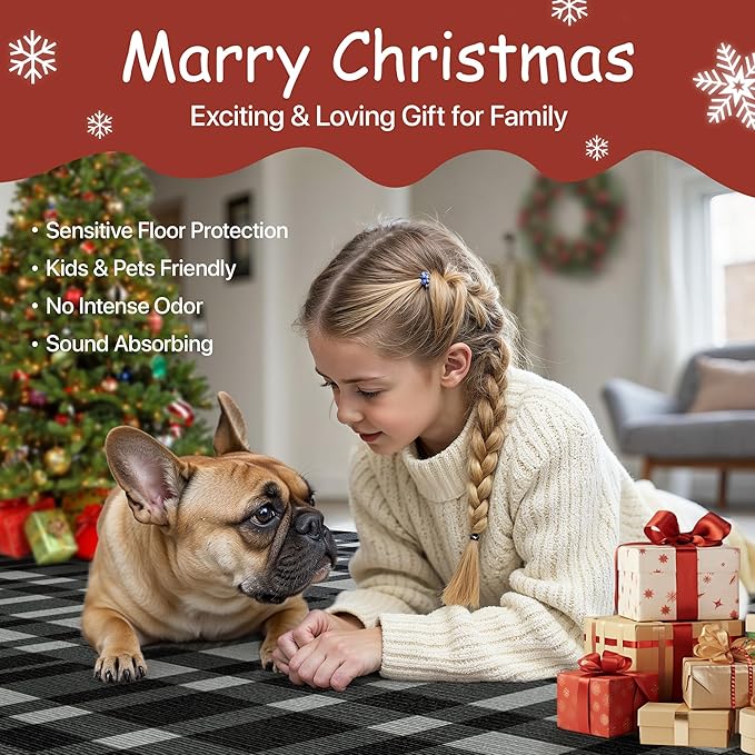 GENIMO Checkered Rug 2x3 Ft Black and White Fine Plaid Outdoor Rug Buffalo Plaid Rugs Mat Fall Doormats Washable Rug for Front Porch Decor Indoor Entrance Patio Balcony Entryway