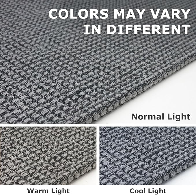 IOHOUZE Washable Area Rug 3x5 Non Slip Rubber Backed Woven Rugs for Entryway Rugs Indoor Outdoor Doormat Throw Rug Floor Carpet for Entrance Kitchen Front Door, Dark Grey