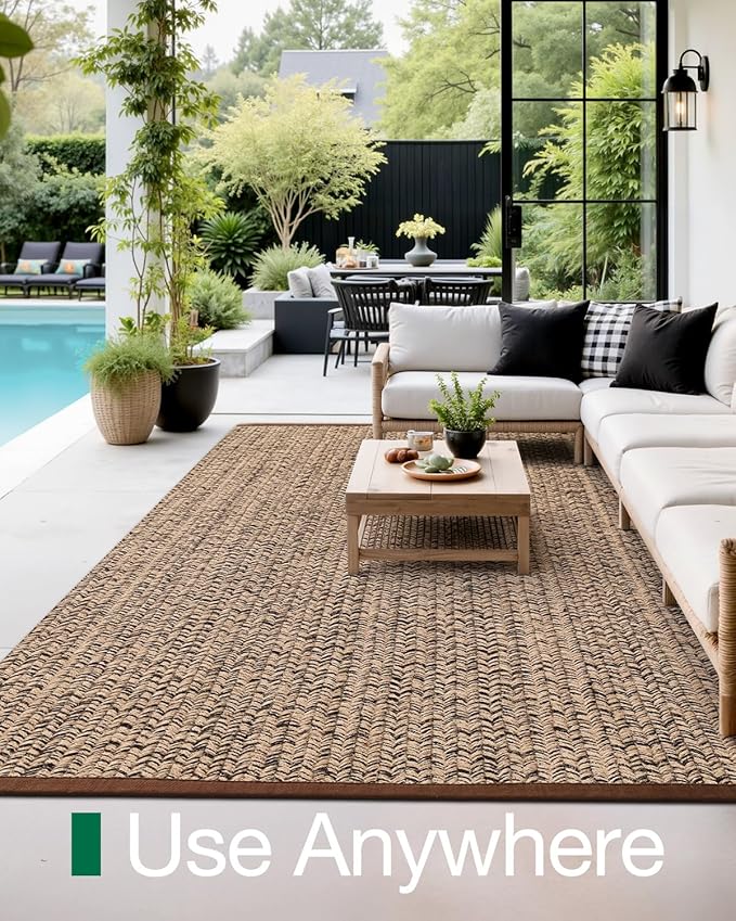 LUMI Jute Area Rug 6x9 for Living Room, Natural Handwoven Rugs Non Slip, Farmhouse Braided Carpets No Shedding for High Traffic, Dining Room, Indoor, Outdoor, Patio