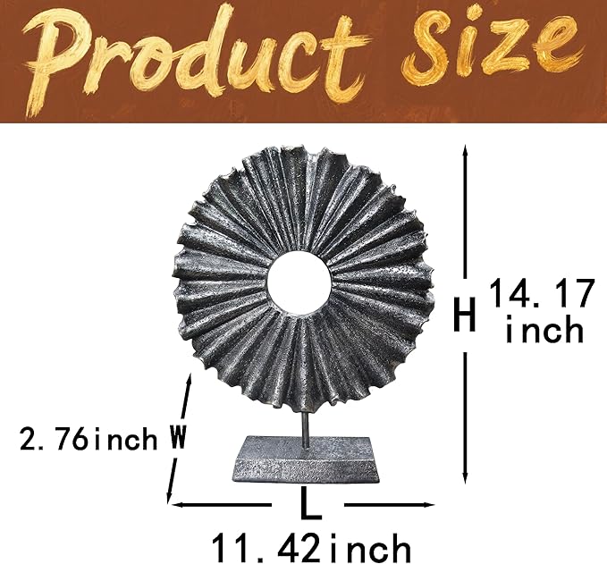 LAIKEARTS Modern Abstract Round Decorative Sculpture, Dining Living Room Desk Decor,Geometric Home Decor Statues,Shelf Top Decor Aesthetics, Coffee Tables or Office Shelves（Bronze Colored）