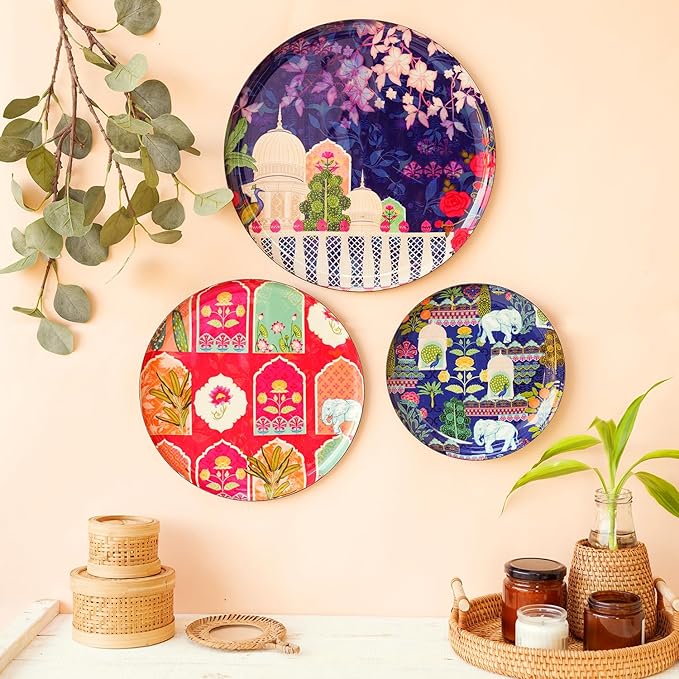 RITUALISTIC Vintage Wall Plates & Paintings | Perfect Home Decor and Wall Decor Items for Your Hall and Living Room | Set of 3 |Christmas Gift items