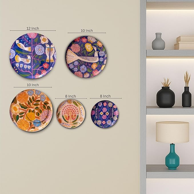 RITUALISTIC Kashmiri Wall Plates for Home Decoration | Wall Decor items for living room | Metal wall décor | Gift items for unisex | Wall art | Home Décor & Christmas Gift Items | Set of 5 plates