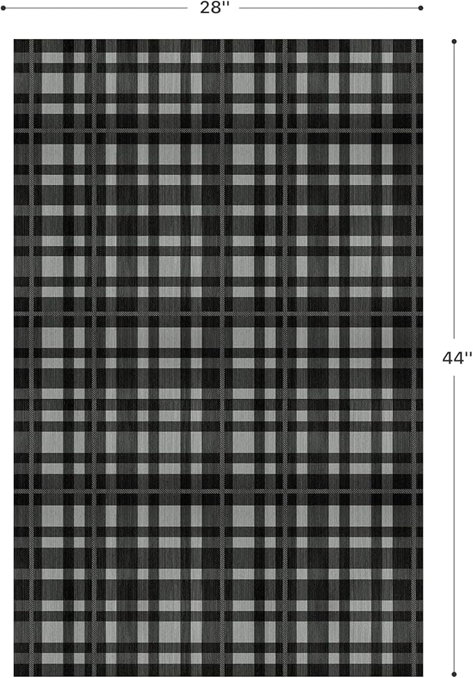GENIMO Checkered Rug 27.5x44 inches Black and White Fine Plaid Outdoor Rug Buffalo Plaid Rugs Mat Fall Doormats Washable Rug for Front Porch Decor Indoor Entrance Patio Balcony Entryway
