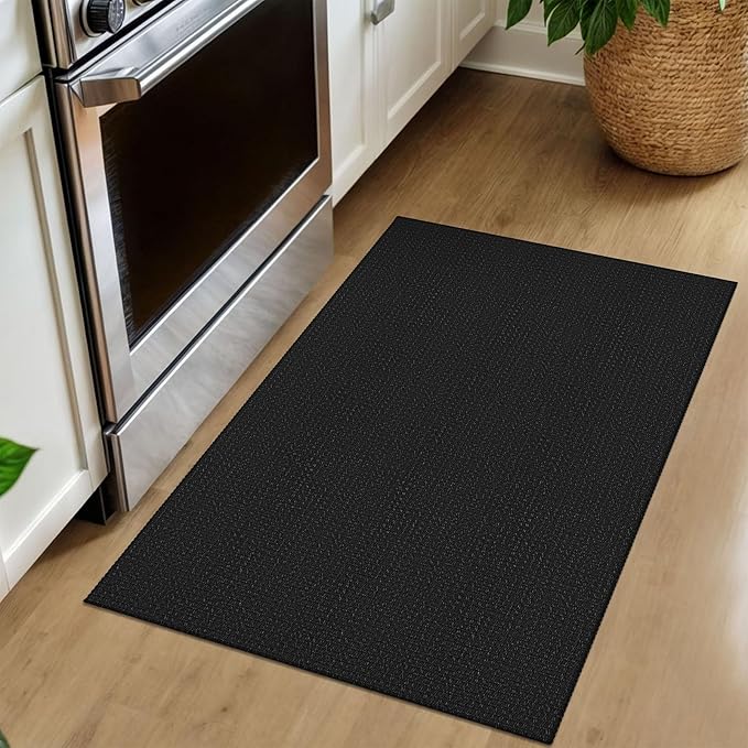 IOHOUZE Small Area Rug 2x3 Washable Woven Rugs for Entryway Non Slip Rubber Backed Front Door Rugs Indoor Doormat Throw Rug Floor Carpet for Entrance Kitchen, Black/Grey