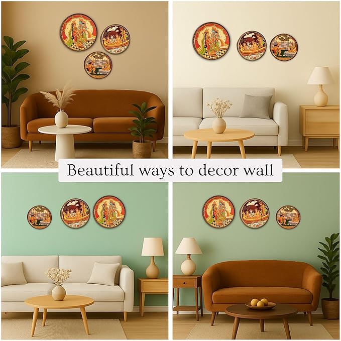 RITUALISTIC Ramayan Wall Plates for Home Decoration & living room | Metal Wall Décor | Devotional Gift | Wall Art | Wall showpiece | Home Décor Christmas Gift Items | Set of 3 plates