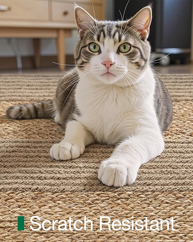 LUMI Jute Runner Rug Non Slip for Hallway, 3'x8' Natural Rustic Carpet No Shedding, Farmhouse Braided Area Mat Indoor High Traffic for Living Room, Entryway, Kitchen, Laundry