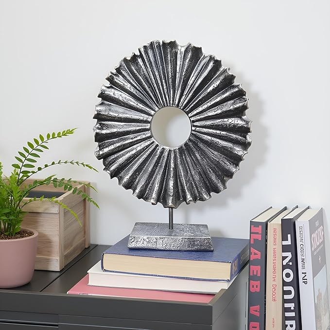 LAIKEARTS Modern Abstract Round Decorative Sculpture, Dining Living Room Desk Decor,Geometric Home Decor Statues,Shelf Top Decor Aesthetics, Coffee Tables or Office Shelves（Bronze Colored）