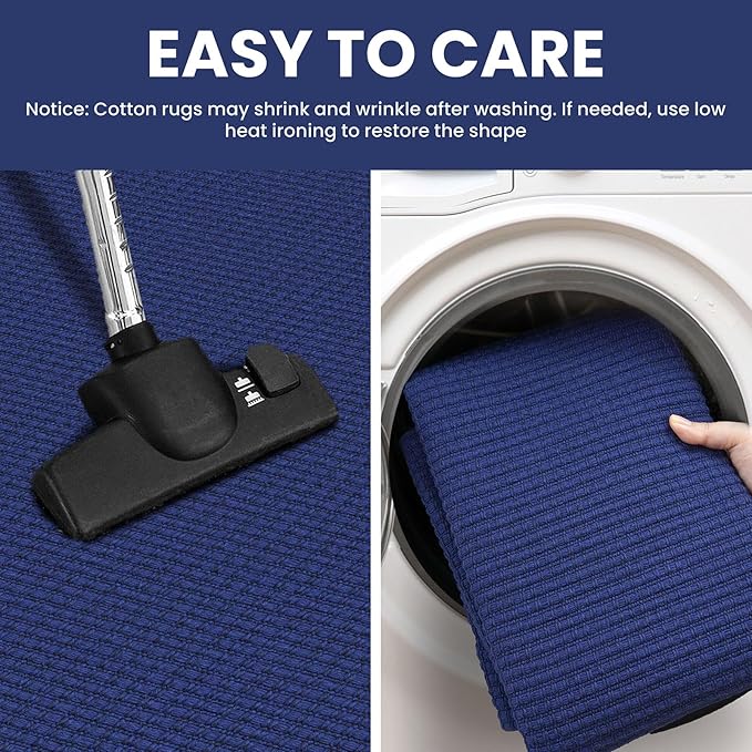 IOHOUZE Washable Area Rug 3x5 Non Slip Woven Rugs for Entryway Rugs Indoor Outdoor Doormat Throw Rug Floor Carpet for Entrance Kitchen Living Room, Royal Blue/Navy
