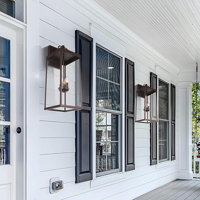 Diyel Outdoor Wall Sconce Light, 28 Inch Tall Transitional Exterior Wall Bracket Lighting with Clear Glass, Modern Anti-Rust Outside Bronze Carriage Lantern Lamp for Front Porch Corridor Doorway Patio